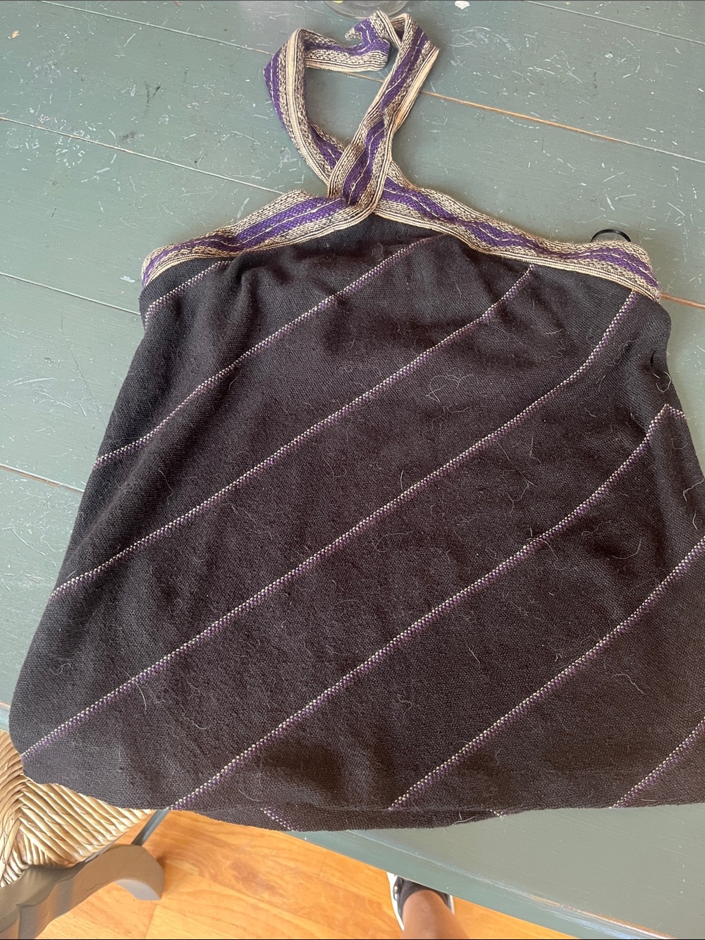 Ralph Lauren Black Bandeau Halter Top with Purple Trim
